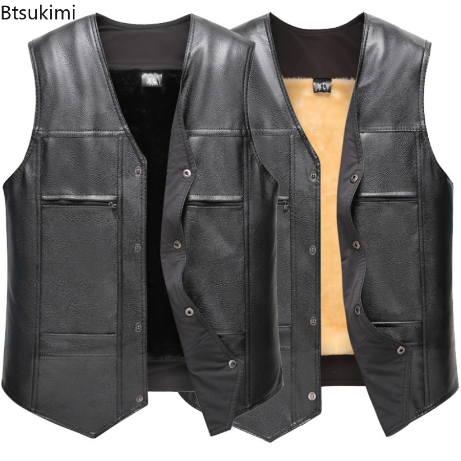 Motorcycle Gear Vest - 가을 겨울 새로운 남성 가죽 조끼