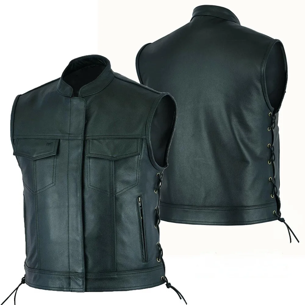 Motorcycle Gear Vest - 조끼 가죽 펑크 패션 캐주얼 코트