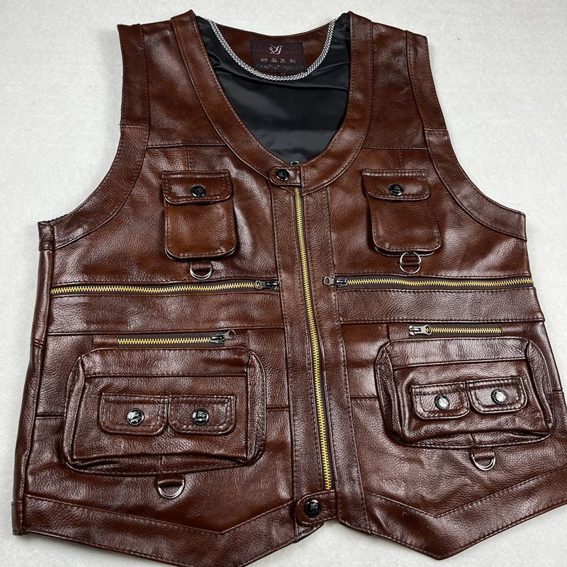 소 가죽 정품 가죽 조끼 양복 조끼 남성 의류 재킷 두 - Motorcycle Gear Vest 리뷰 및 가격