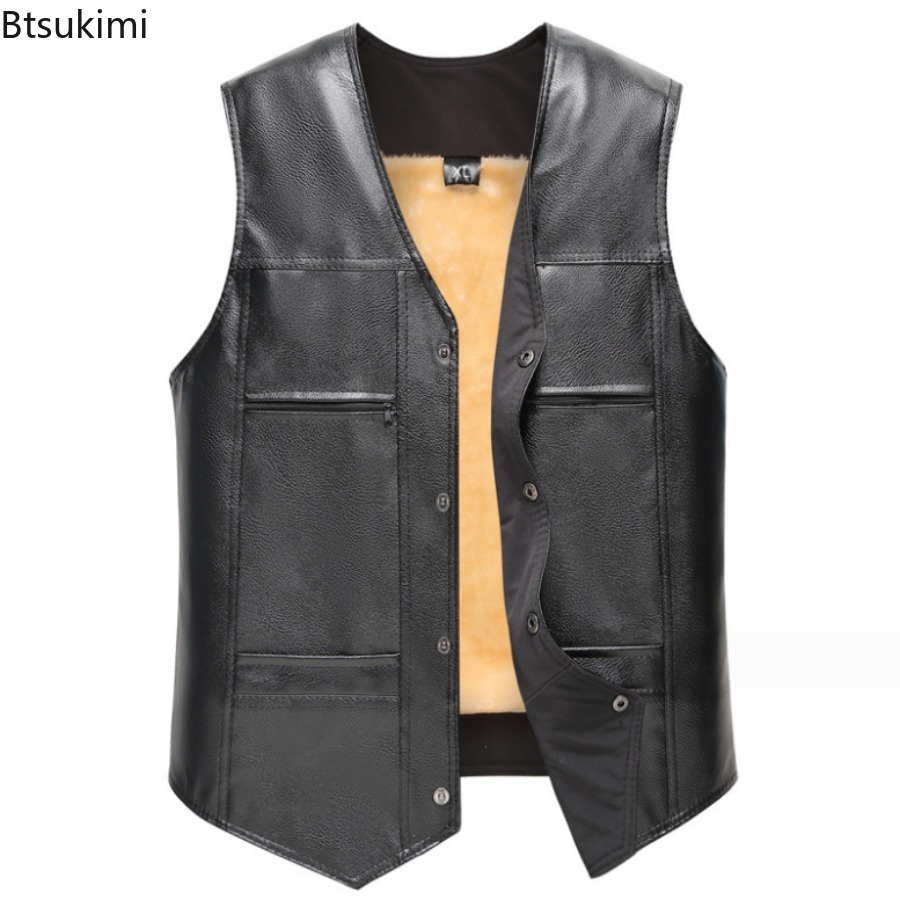 가을 겨울 새로운 남성 가죽 조끼 양털 안감 따뜻한 양 - Motorcycle Gear Vest 리뷰 및 가격