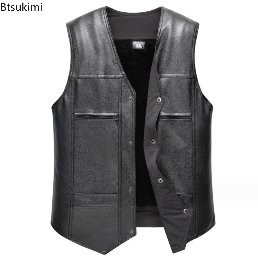 가을 겨울 새로운 남성 가죽 조끼 양털 안감 따뜻한 양 - Motorcycle Gear Vest 리뷰 및 가격