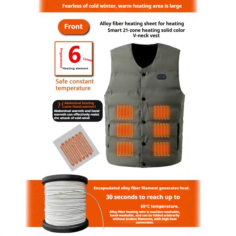 겨울 신상 21존 V넥 히팅 조끼 유니섹스 USB 지능 - Motorcycle Gear Vest 리뷰 및 가격
